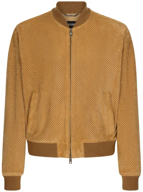 Dolce & Gabbana perforated suede bomber jacket