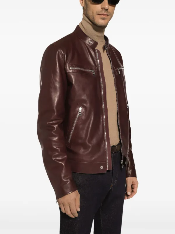 Dolce&Gabbana ブラウンレザージャケット Dolce & Gabbana レザー ライダースジャケット | ブラウン