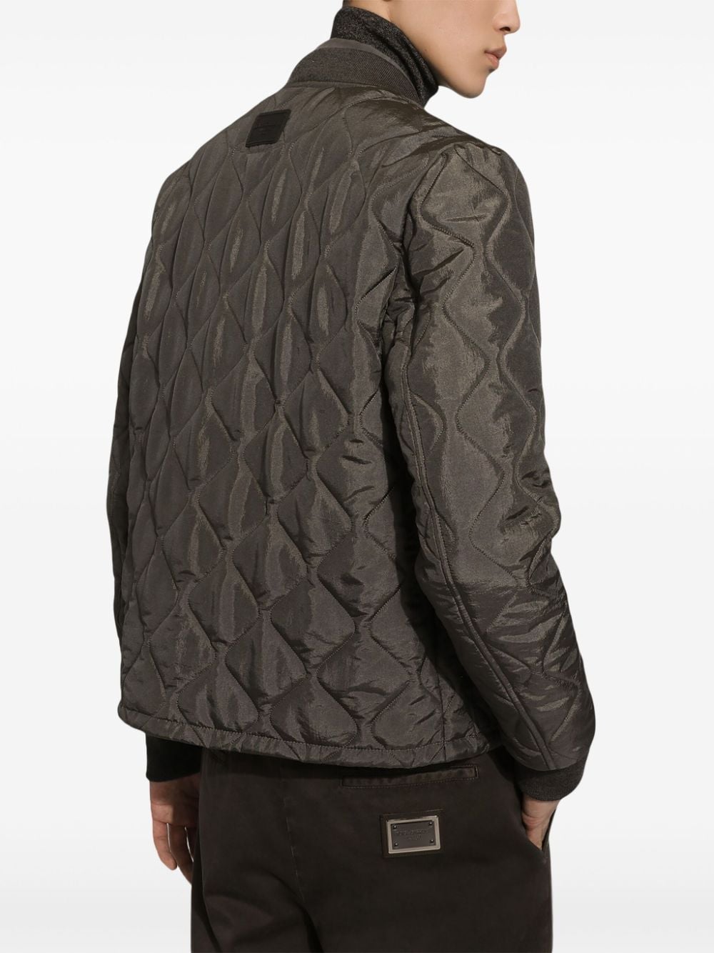 Shop Dolce & Gabbana Quilted Bomber Jacket In Green