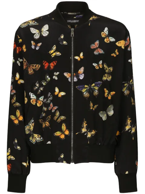 Dolce & Gabbana chamarra bomber con mariposas estampadas