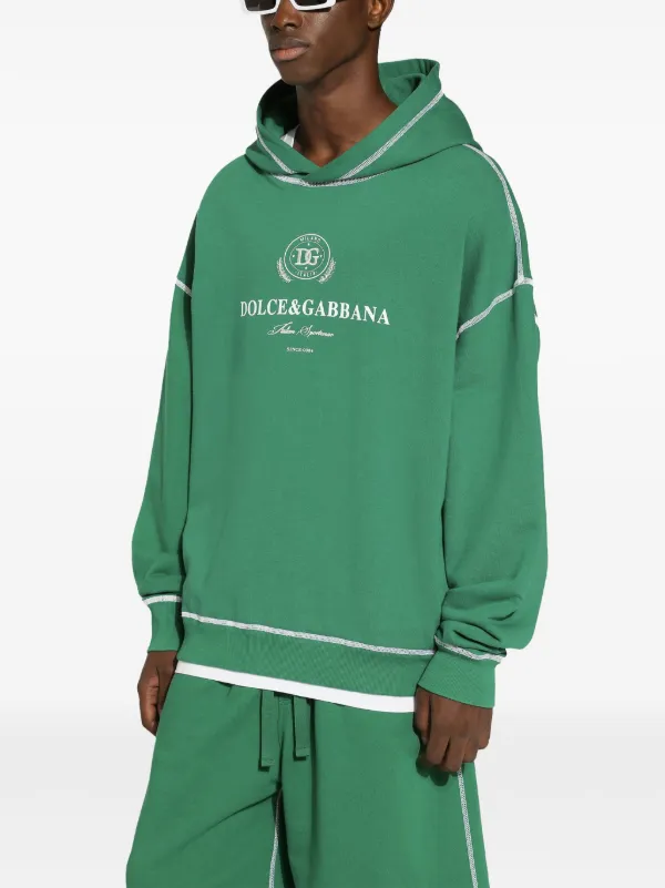 【送料&関税込】Dolce & Gabbana Printed Cotton Hoodie Dolce & Gabbana logo-print Cotton Hoodie | Green | FARFETCH