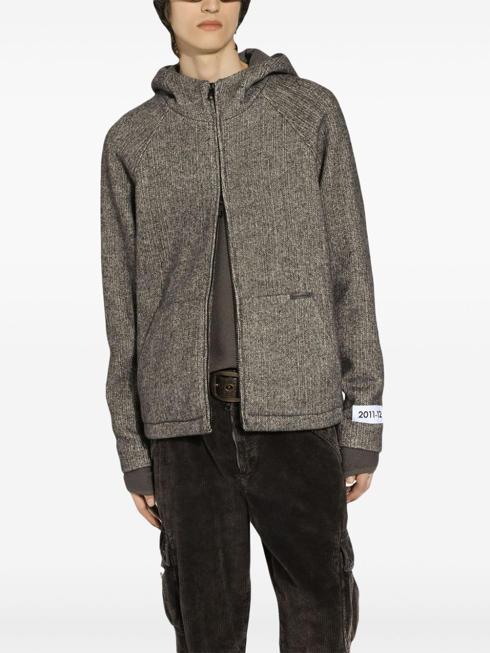 Shop Dolce & Gabbana Hooded Zip-up Jacket In Grey