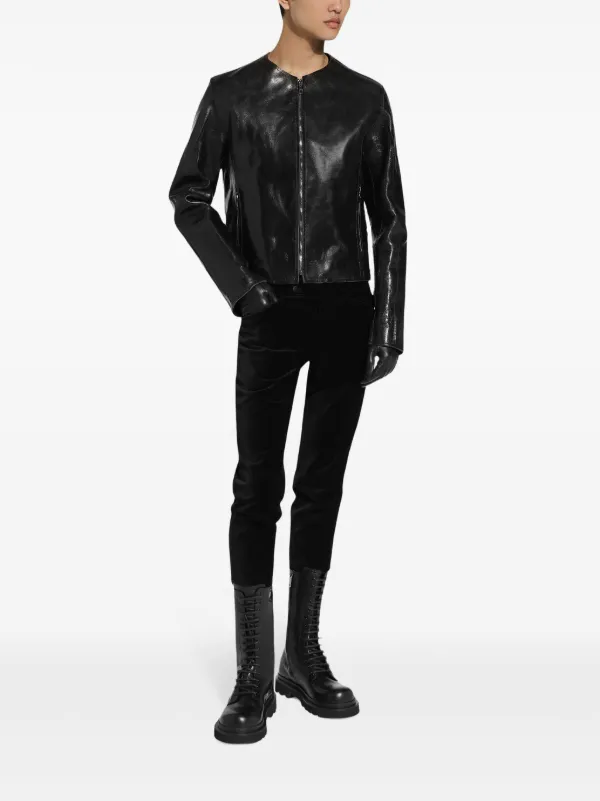 DOLCE & GABBANA ノーカラー ブラックジャケット Dolce & Gabbana ノーカラー ジップジャケット | ブラック