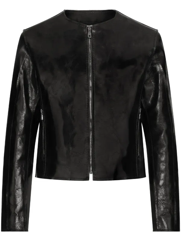 DOLCE & GABBANA ノーカラー ブラックジャケット Dolce & Gabbana ノーカラー ジップジャケット | ブラック