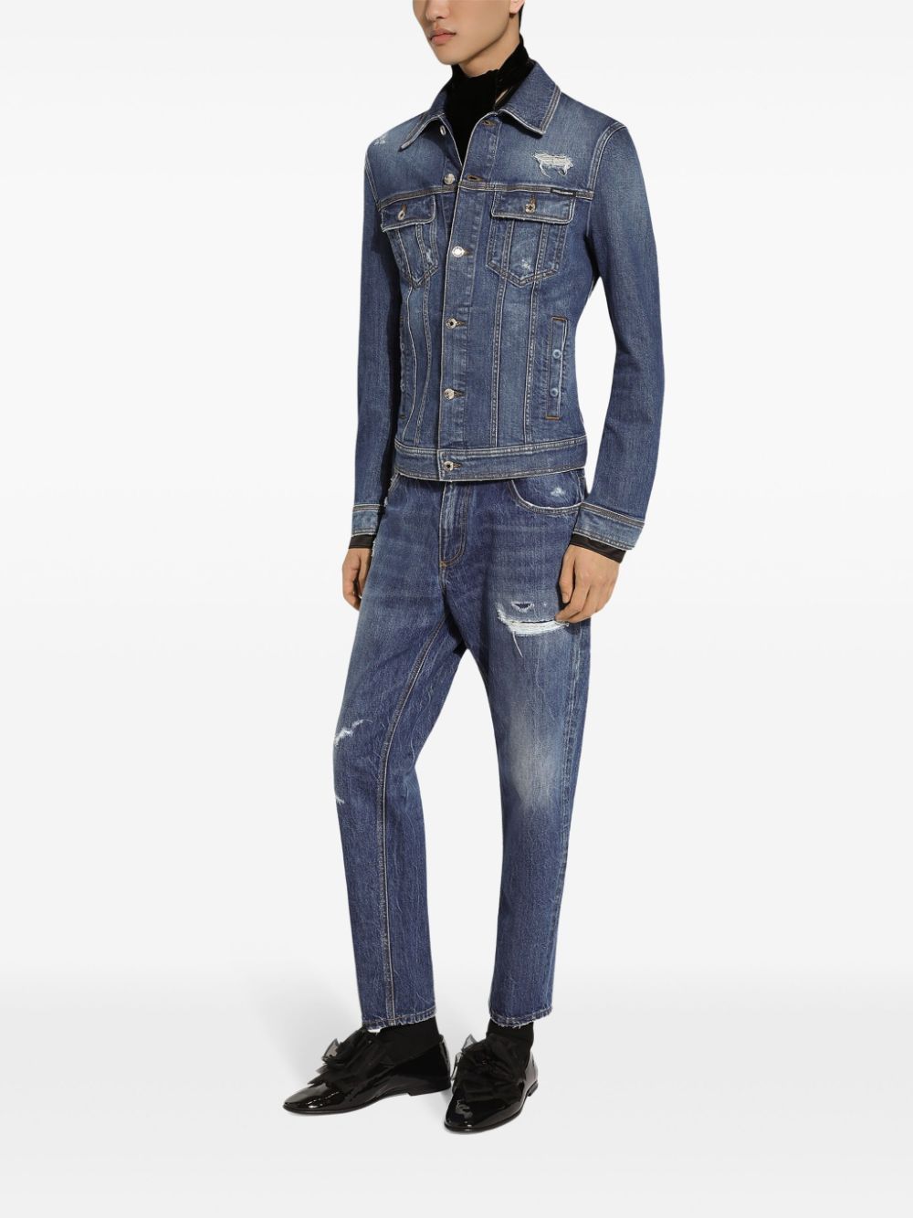 Shop Dolce & Gabbana Buttoned Denim Jacket In Blau