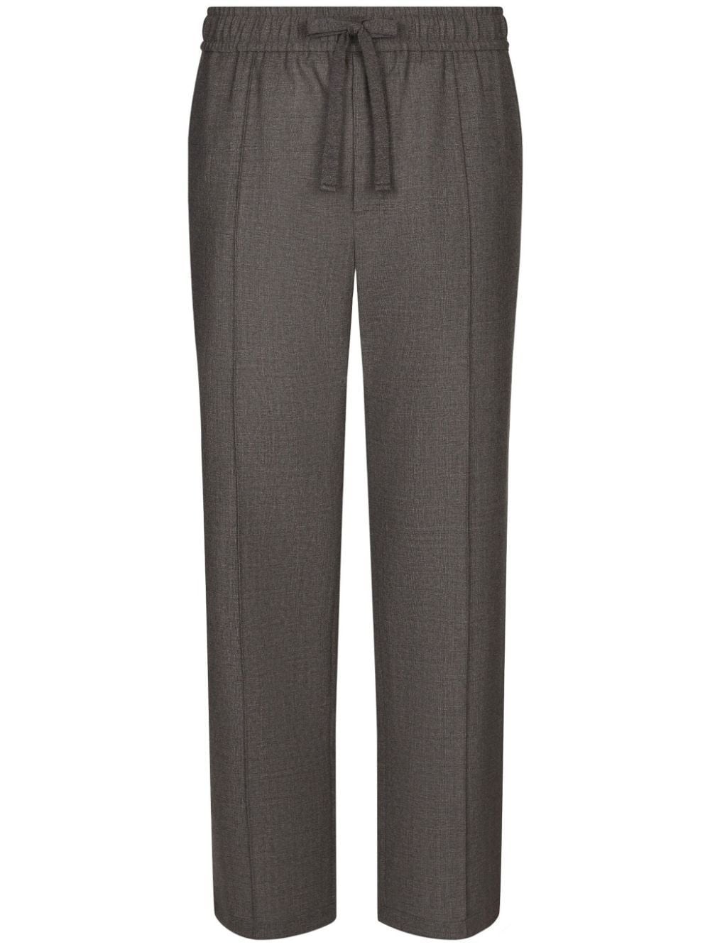 Shop Dolce & Gabbana Drawstring-waist Wool Trousers In Grey