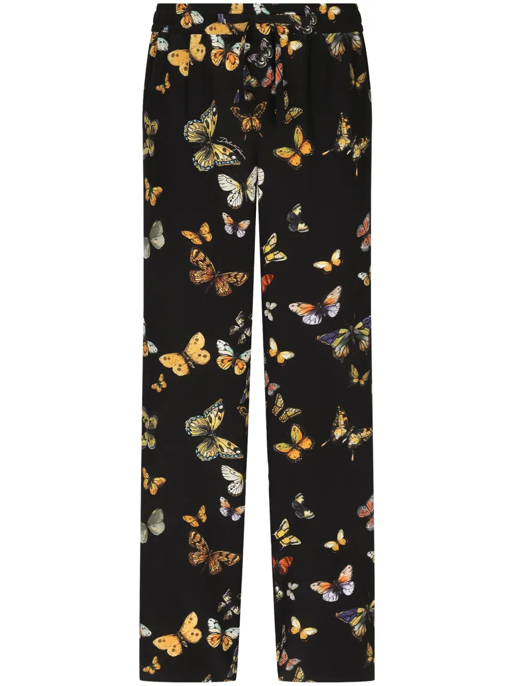 Dolce & Gabbana プリント シルクパンツ - ブラック Dolce & Gabbana プリント シルクパンツ - ブラック