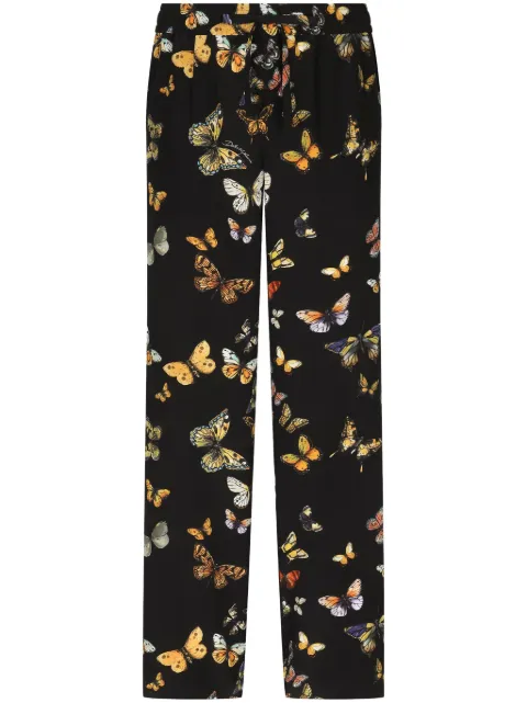 Dolce & Gabbana Calça de seda com estampa Butterflies