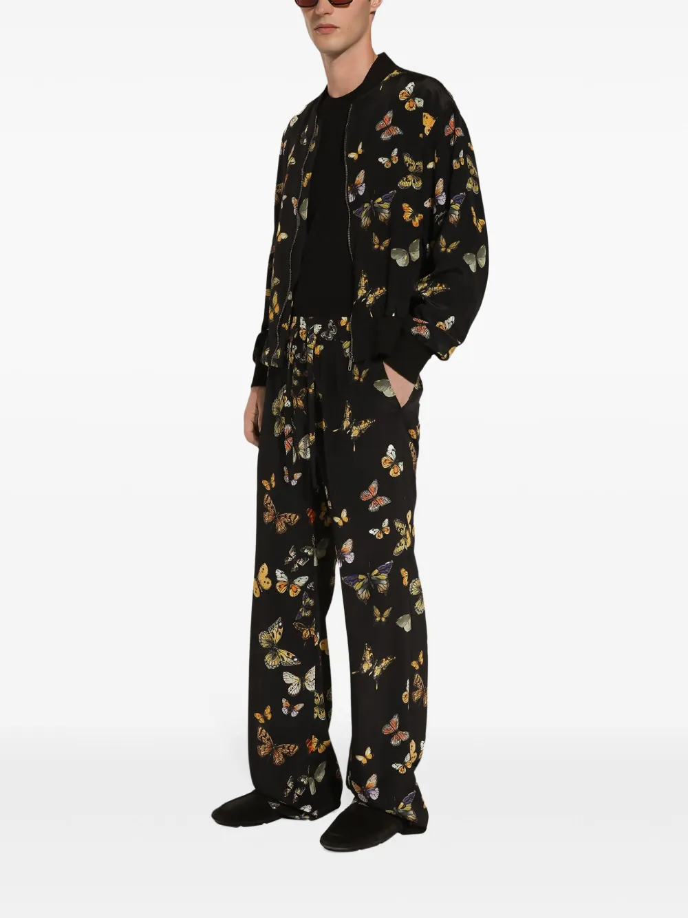 DOLCE & GABBANA 黒パン　５４ Dolce & Gabbana プリント シルクパンツ | ブラック | FARFETCH JP