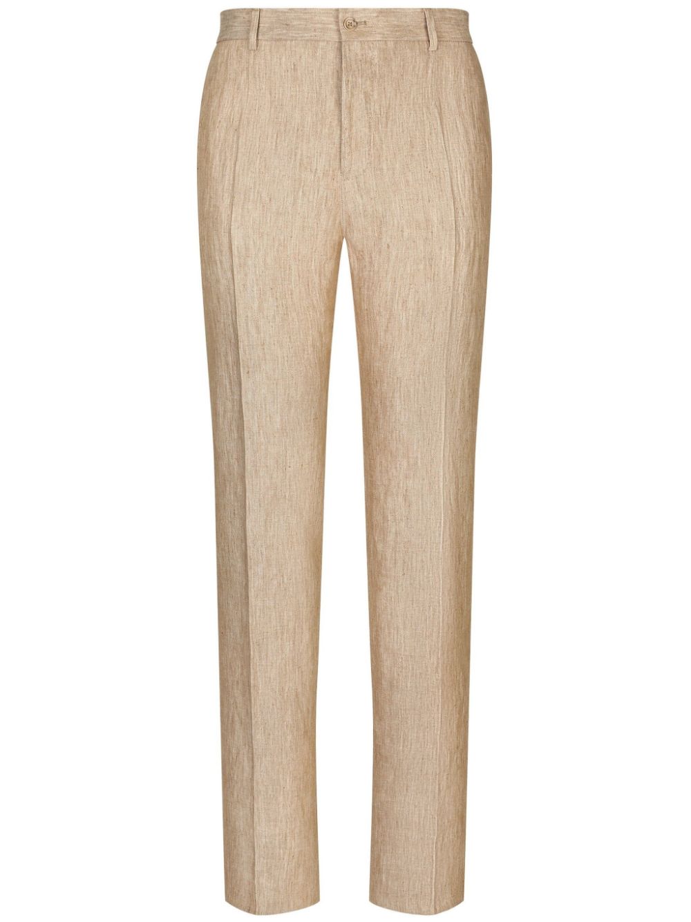 Dolce & Gabbana Linen Tailored Trousers In Brown