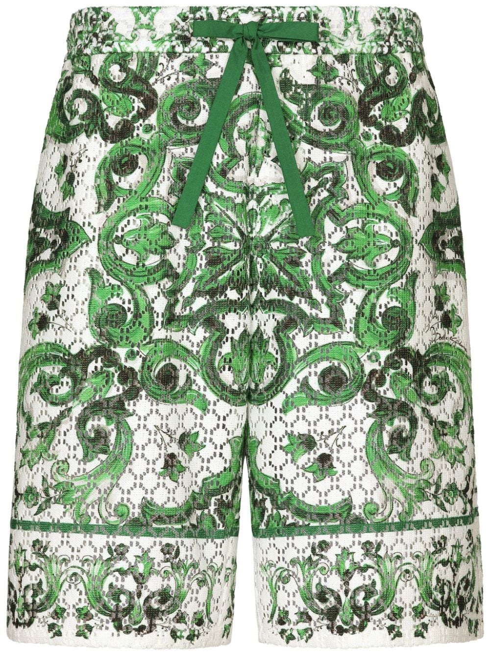 Dolce & Gabbana Majolica-print Crochet-knit Shorts In Multi