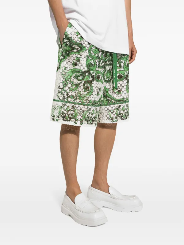 Dolce & Gabbana majolica-print crochet-knit Shorts | Green