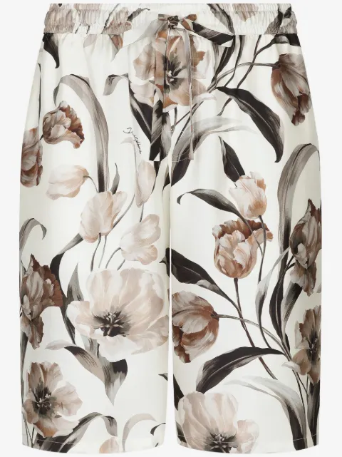 Dolce & Gabbana floral-print silk shorts