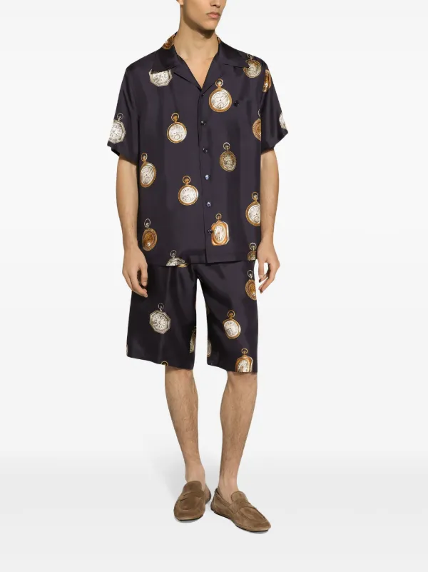 DOLCE&GABBANA ドルガバ ドット&シェルプリント シルク製 パンツ Dolce & Gabbana プリント シルクショーツ | ブラック | FARFETCH JP