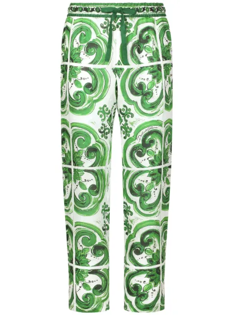 Dolce & Gabbana Majolica-print linen trousers