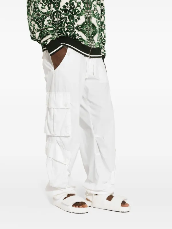 【関税&送料込み】Dolce & Gabbana Pants Clothing Dolce & Gabbana drawstring-waist Poplin Cargo Pants | White