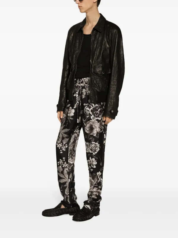 Dolce & Gabbana floral-print Silk Track Pants | Black | FARFETCH