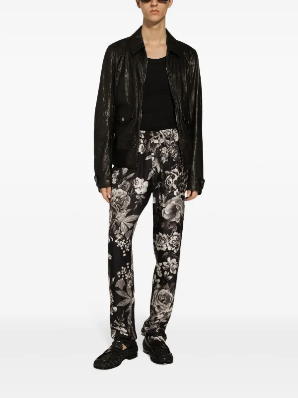Dolce & Gabbana floral-print Silk Track Pants | Black | FARFETCH