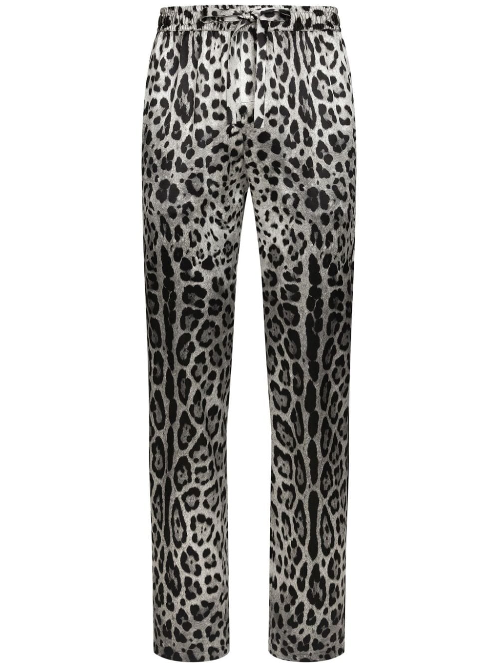 animal-print silk lounge trousers