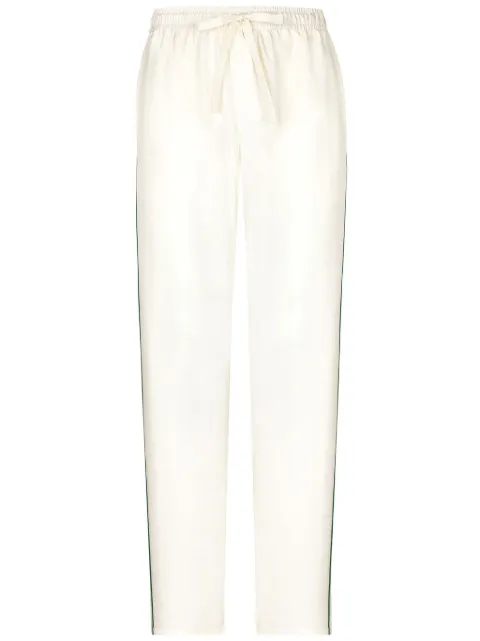 Dolce & Gabbana logo-embroidered silk trousers 