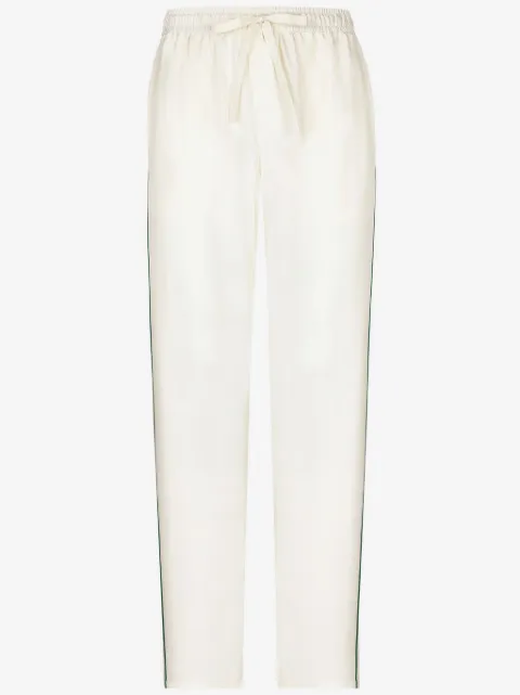 Dolce & Gabbana logo-embroidered silk trousers 