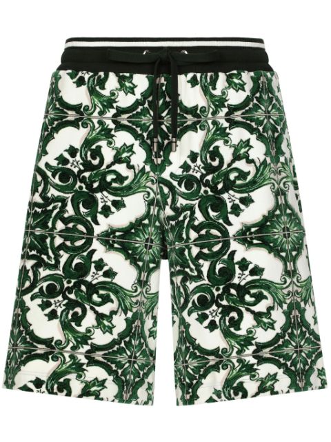Dolce & Gabbana Majolica-jacquard drawstring track shorts