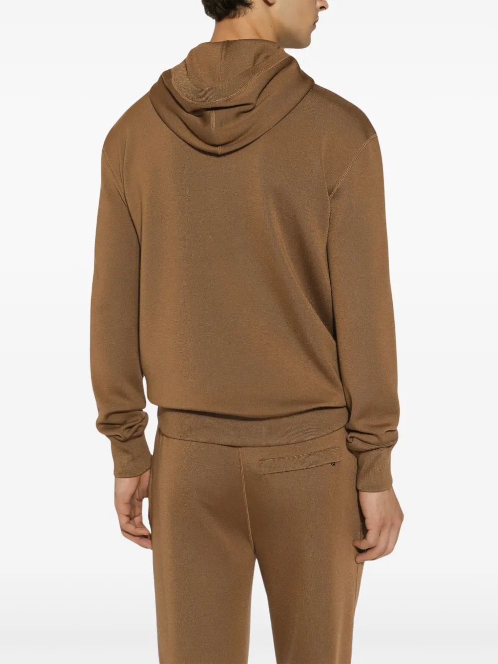 Dolce & Gabbana Fijngebreide hoodie met logopatch Bruin