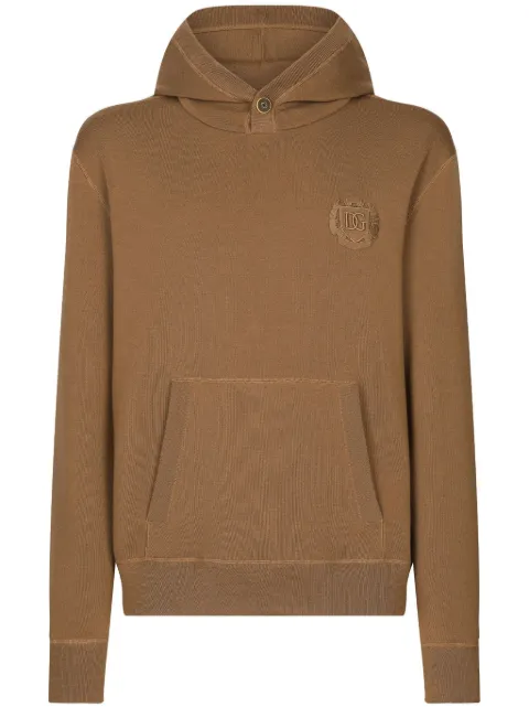 Dolce & Gabbana logo-patch fine-knit hoodie