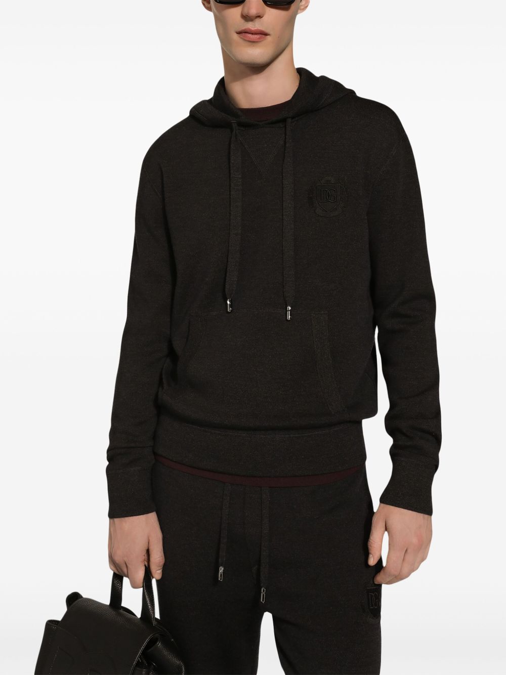 Dolce & Gabbana Hoodie met geborduurd logo Grijs