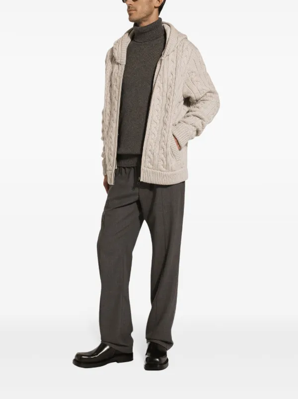 Dolce & Gabbana cable-knit Hoodie | Neutrals | FARFETCH