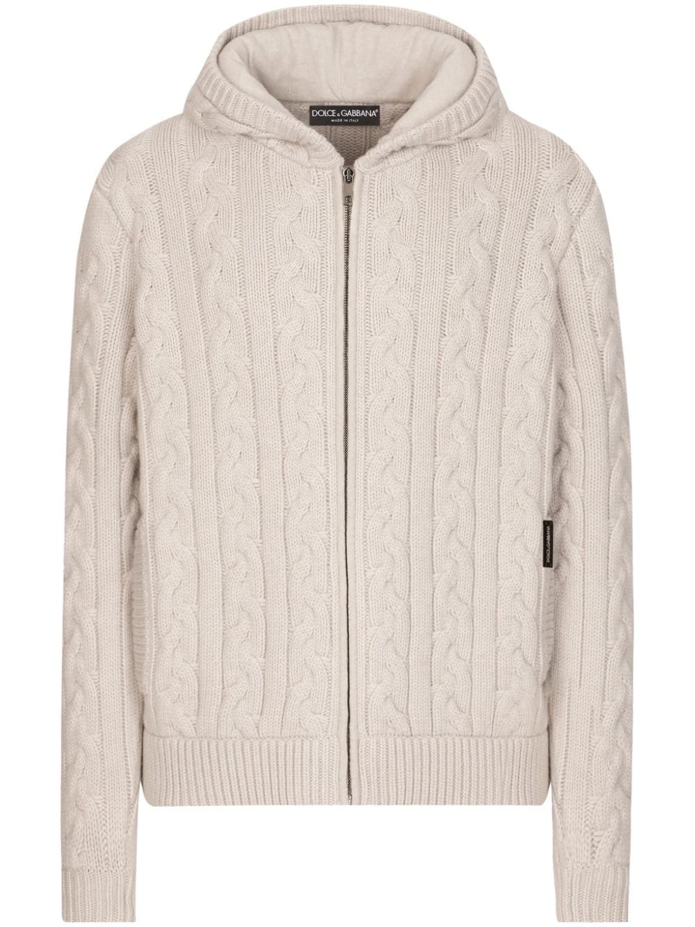 Shop Dolce & Gabbana Cable-knit Hoodie In Neutrals