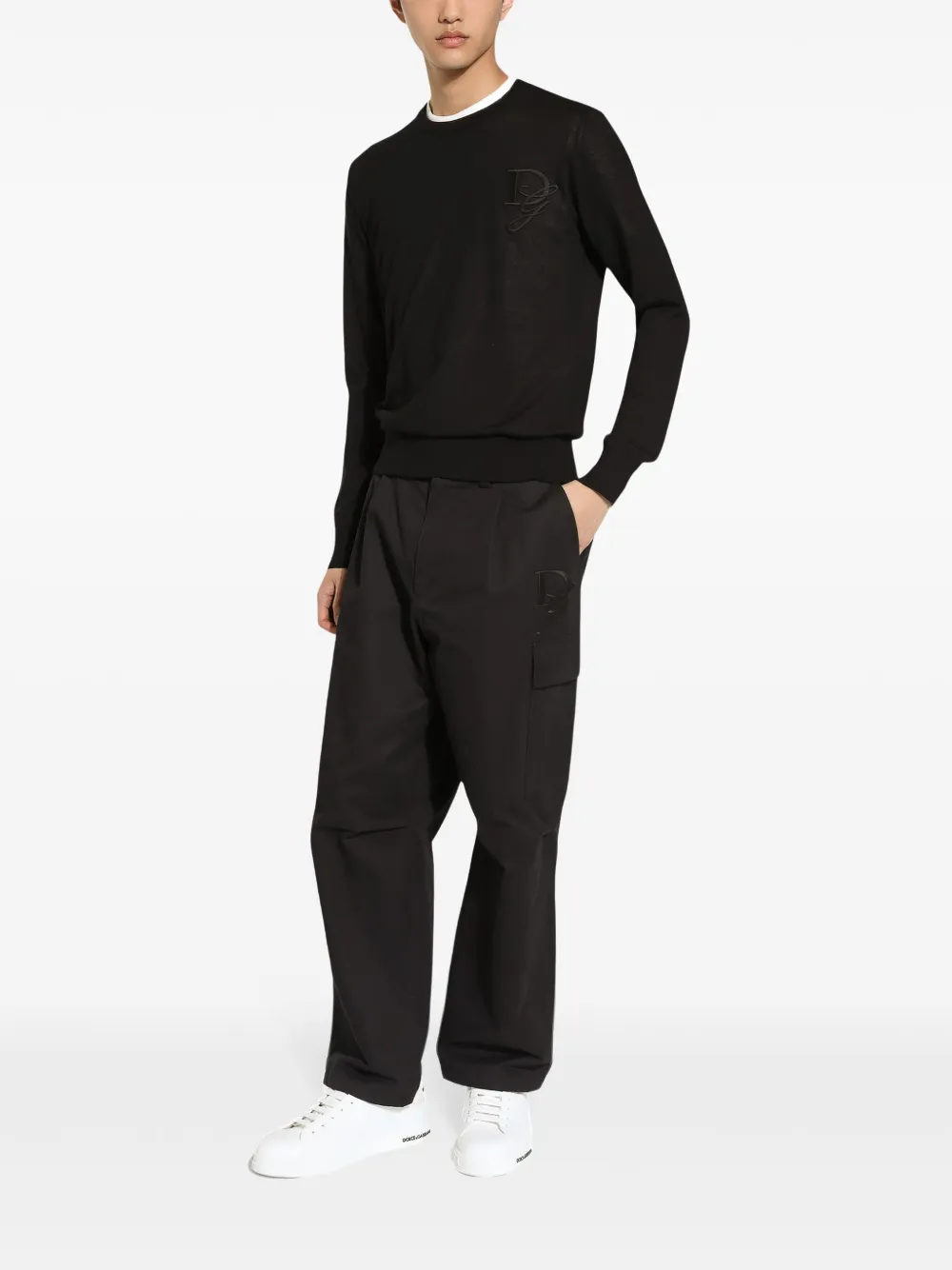 Dolce & Gabbana Trui met geborduurd logo Zwart