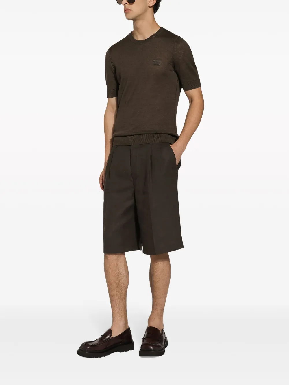 Dolce & Gabbana T-shirt met ronde hals en logo-applicatie Bruin