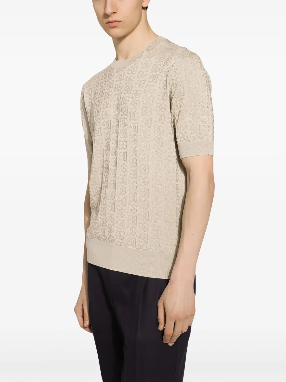 Dolce & Gabbana Zijden trui met DG-logo Beige