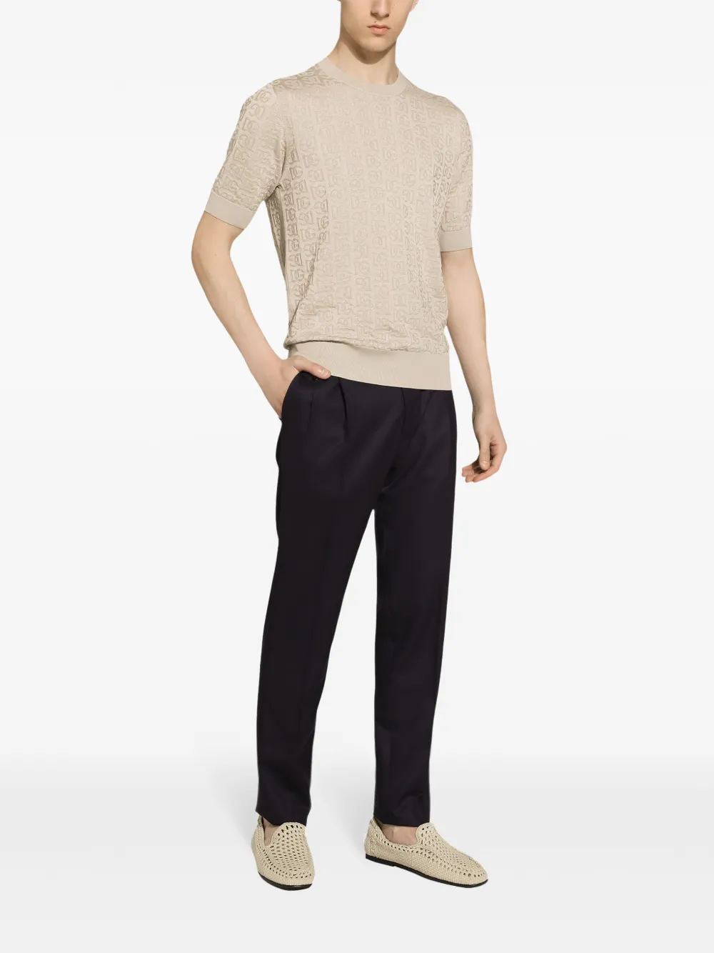  Dolce & Gabbana Dg-logo Silk Sweater - Neutrals 