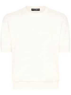 Dolce & Gabbana logo-embroidered Silk Knitted Top | White