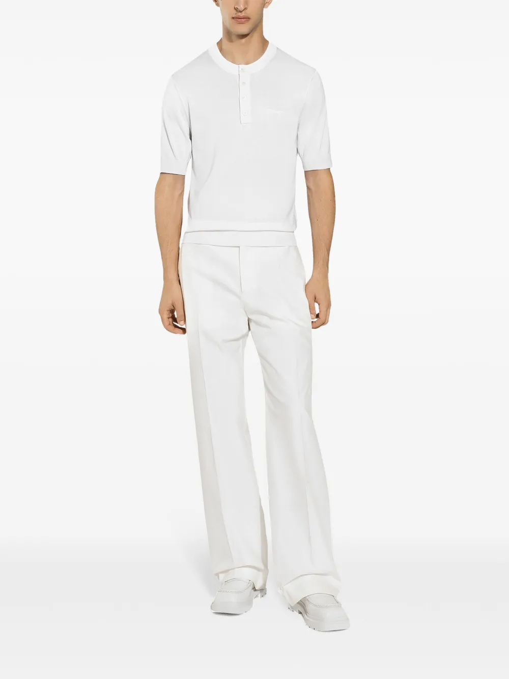 Dolce & Gabbana Zijden gebreide top met geborduurd logo Wit