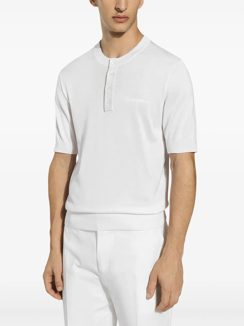 Dolce & Gabbana Zijden gebreide top met geborduurd logo Wit