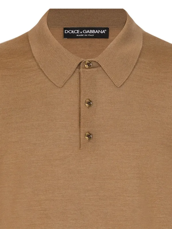 Dolce Gabbana Polo In Maglia Fine Marrone FARFETCH IT