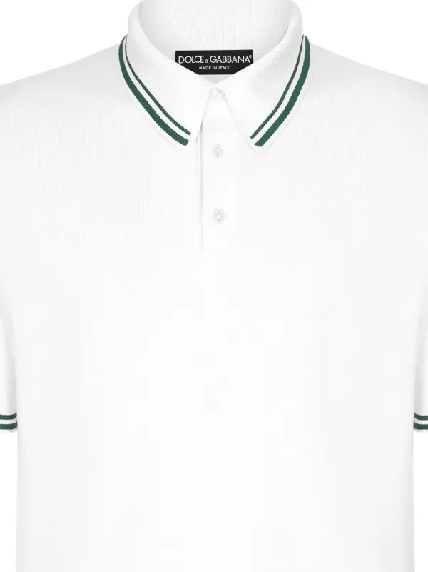 Dolce & Gabbana Camisa Polo De Seda Com Listras | Branco | FARFETCH BR