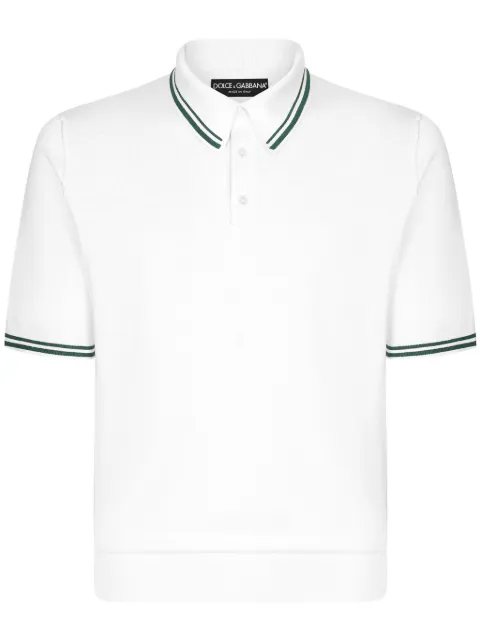Dolce & Gabbana playera tipo polo de seda con borde a rayas