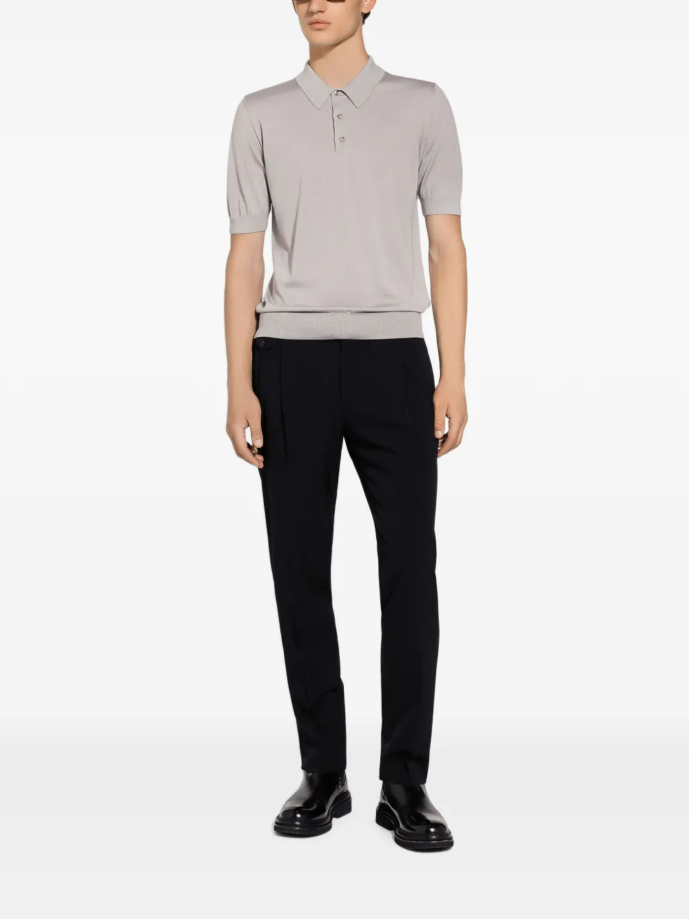 Dolce & Gabbana Fijngebreid poloshirt Grijs