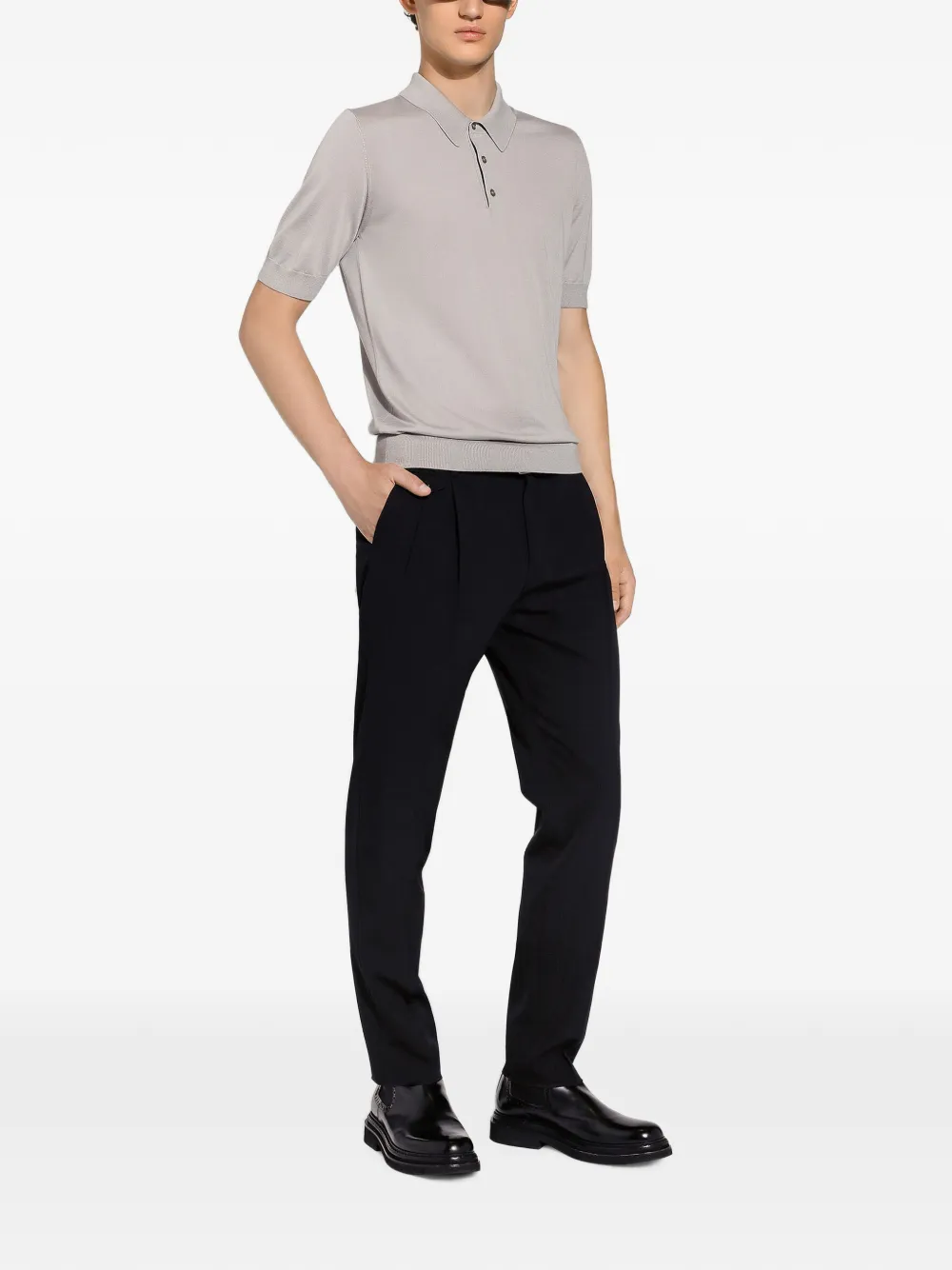 Dolce & Gabbana Fijngebreid poloshirt Grijs