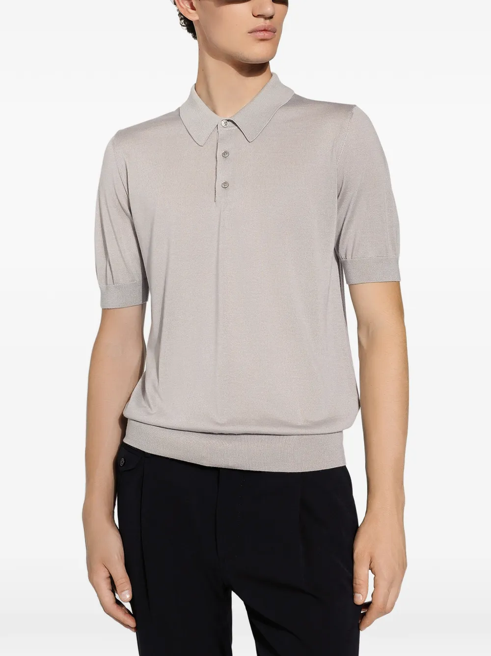 Dolce & Gabbana Fijngebreid poloshirt Grijs