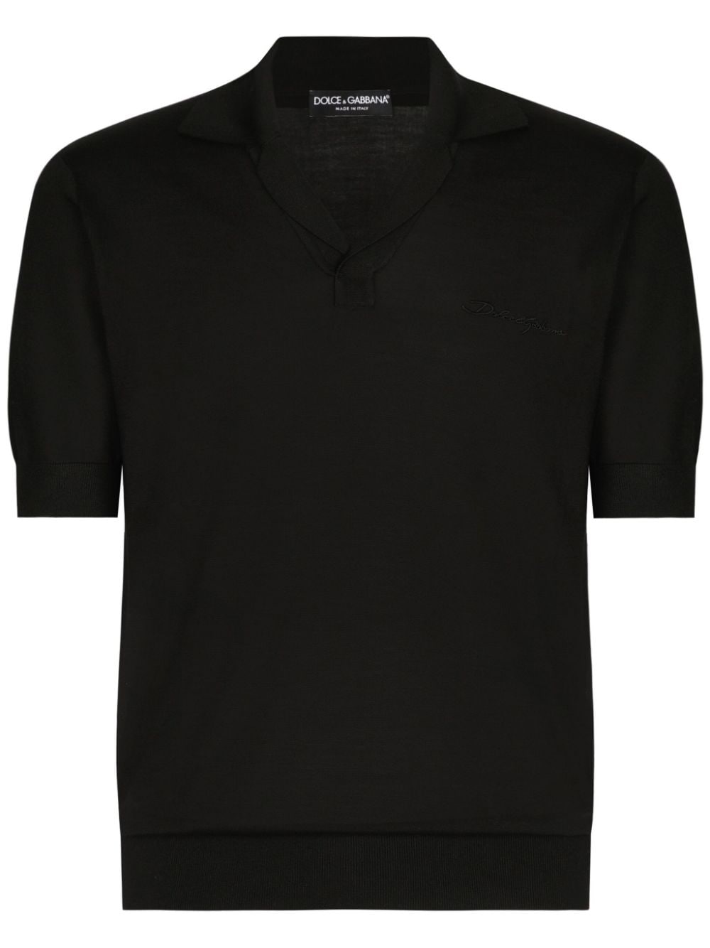 Dolce & Gabbana Signature Logo-embroidered Polo Shirt In Black