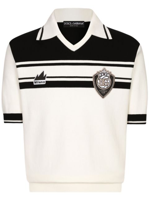 Dolce & Gabbana appliquéd striped polo shirt