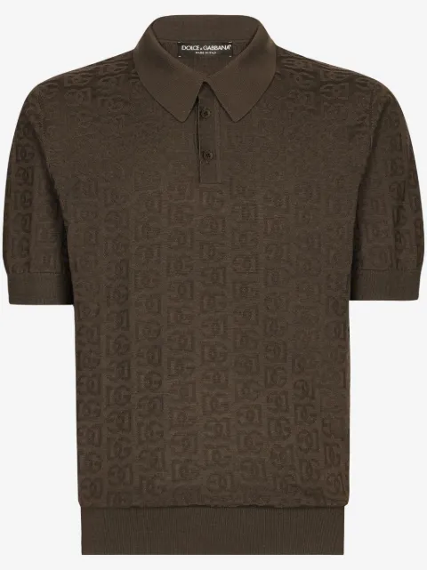 Dolce & Gabbana monogram-jacquard silk polo shirt