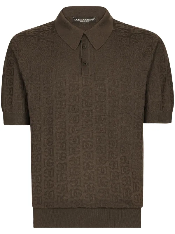 Dolce Gabbana Polo Con Monogramma Jacquard Marrone FARFETCH IT