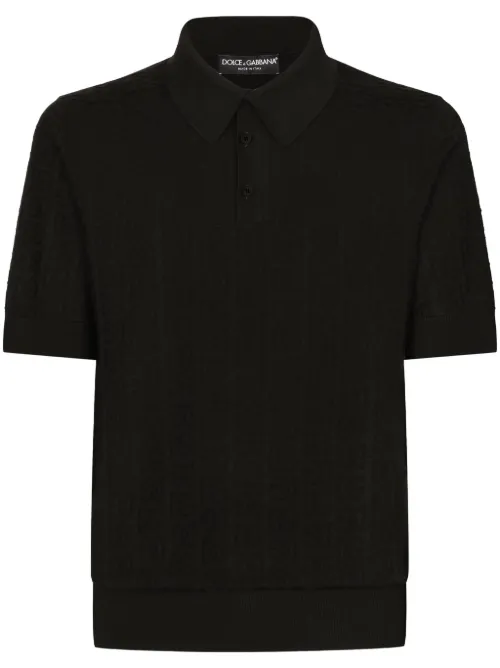 Polo en soie à logo en jacquard - Dolce & Gabbana - Modalova