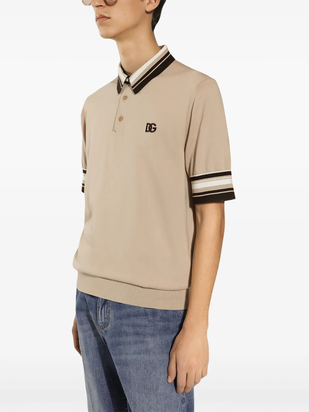 Dolce & Gabbana logo-embroidery silk polo shirt